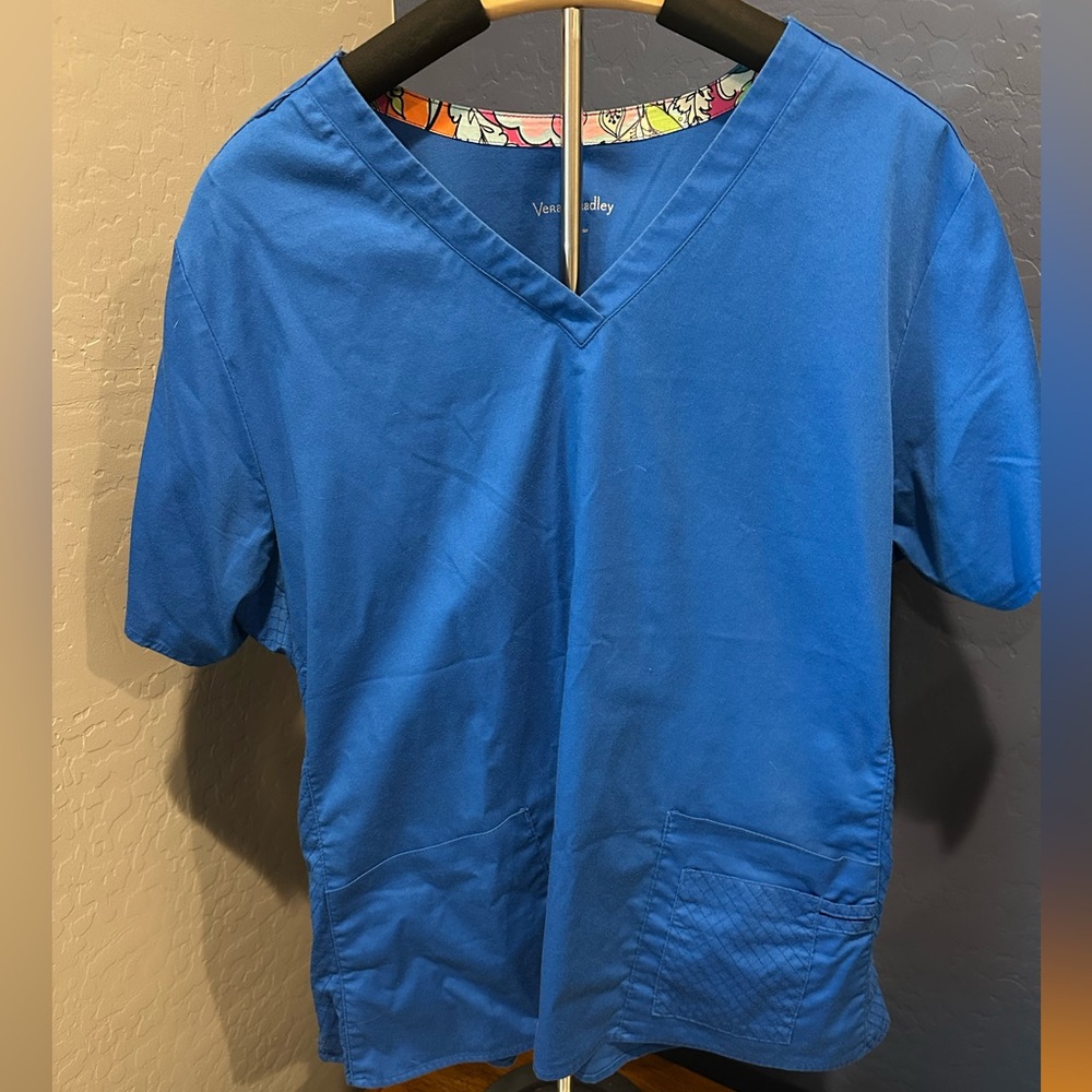 Vera Bradley Royal Blue V-Neck Scrub Top
